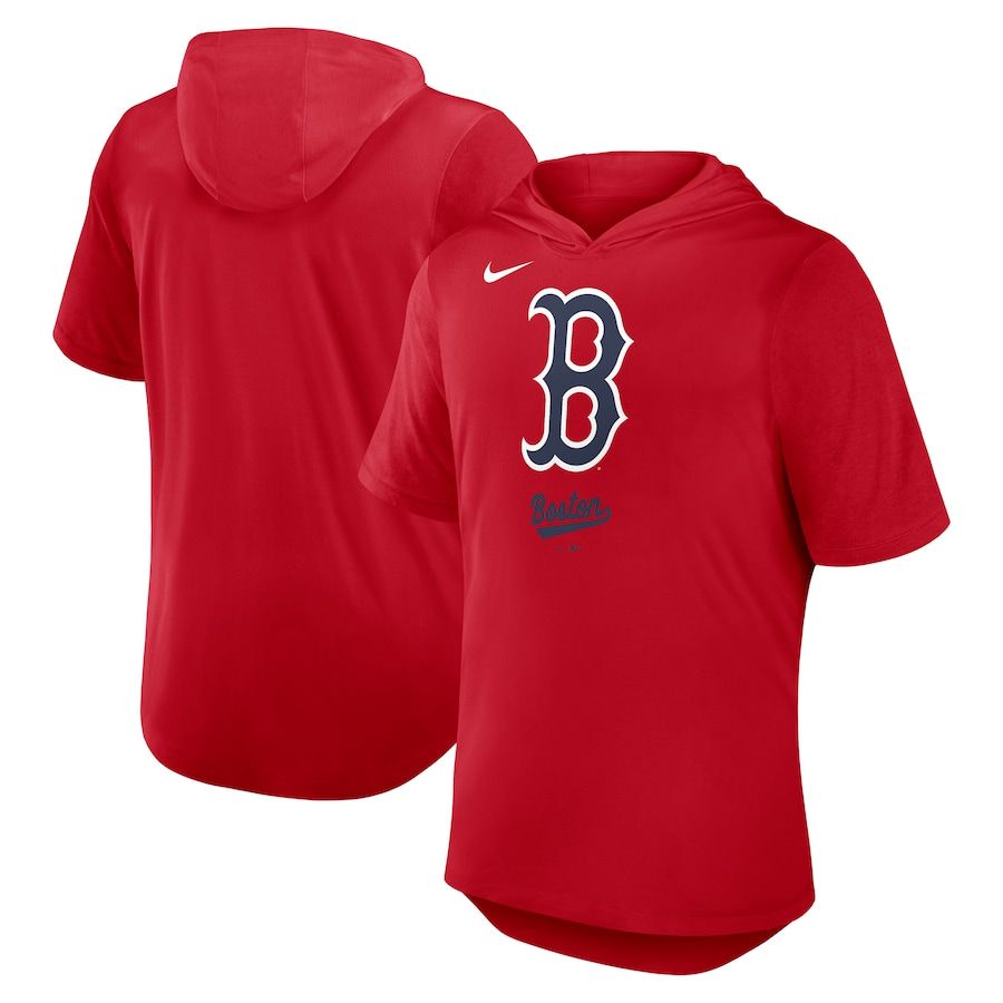 Men 2025 MLB Boston Red Sox Red Hooded T-shirt